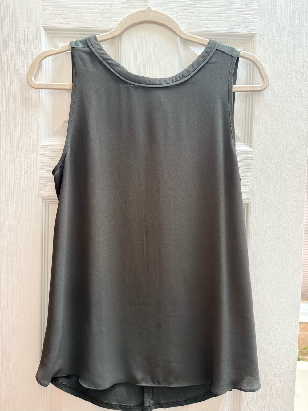 LOFT Greenish Hued Charcoal Gray Sleeveless Satin Camisole